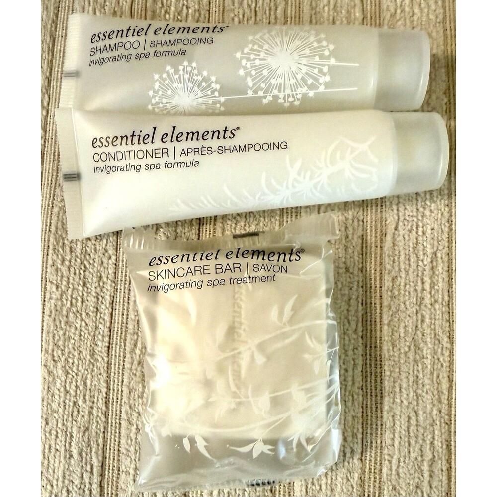 45 Travel Hotel Sample Shampoo Conditioner Soap  Essential Elements Toiletries